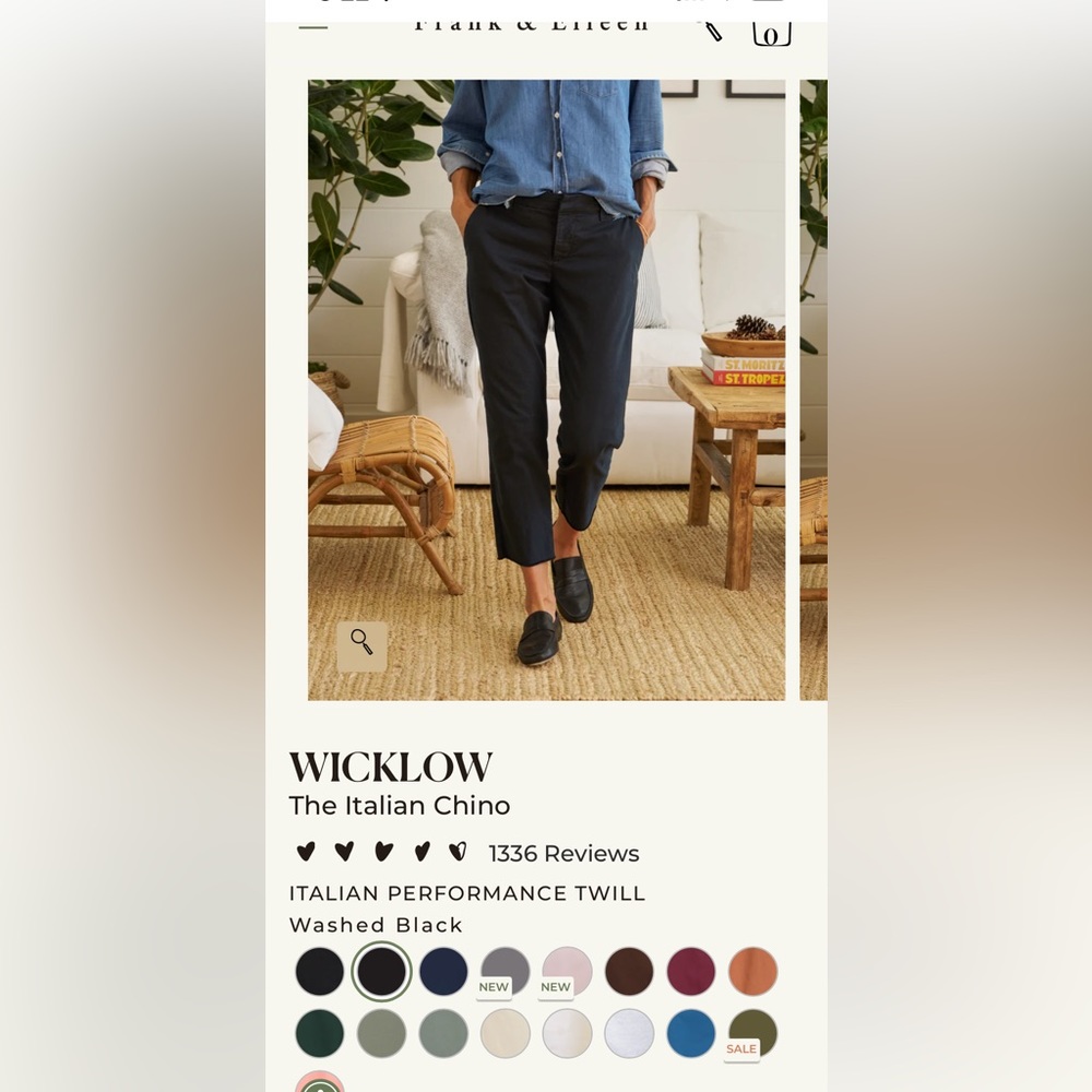 Frank and Eileen Wicklow Pants, Washed Black, size 12